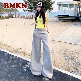 RMKN美式复古慵懒微喇休闲卫裤女宽松阔腿裤街头辣妹拖地裤子
