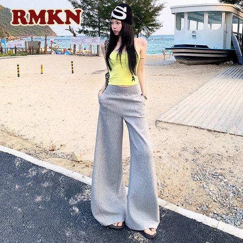 RMKN美式复古慵懒微喇休闲卫裤女宽松阔腿裤街头辣妹拖地裤子