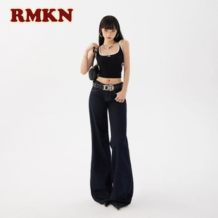 RMKN美式复古低腰辣妹喇叭牛仔裤女宽松阔腿裤百搭垂感拖地裤子