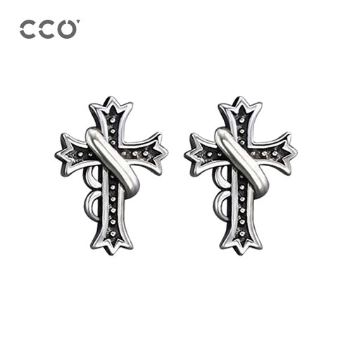 CCO十字架耳钉潮牌耳饰