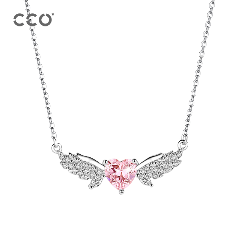 CCOS925银守护天使项链女2025新款爱心锆石吊坠锁骨链女神节礼物