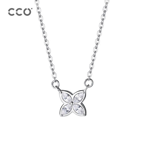 CCO幸运四叶草项链女S925银小众锁骨链高级感送女友女神节礼物