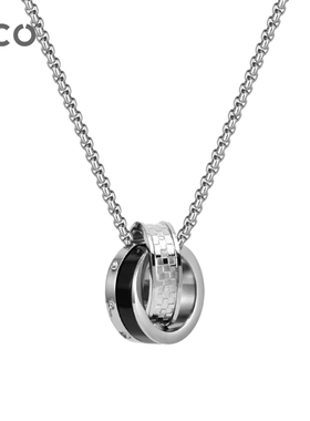 CCO男士双环项链嘻哈个性高级感吊坠项链饰品送男友