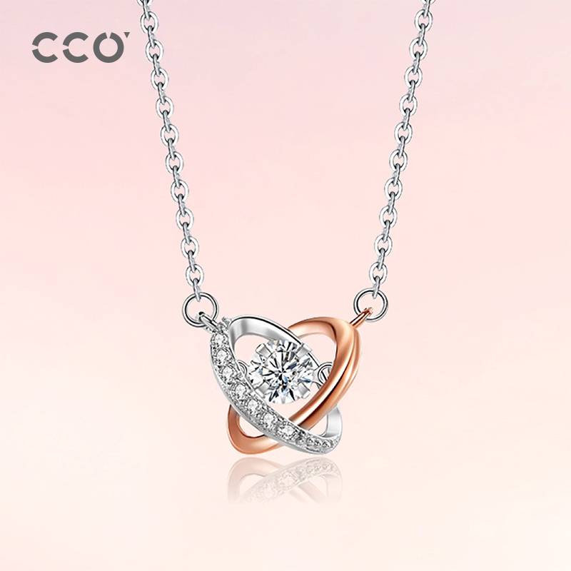 S925银项链镂空锆石吊坠锁骨链