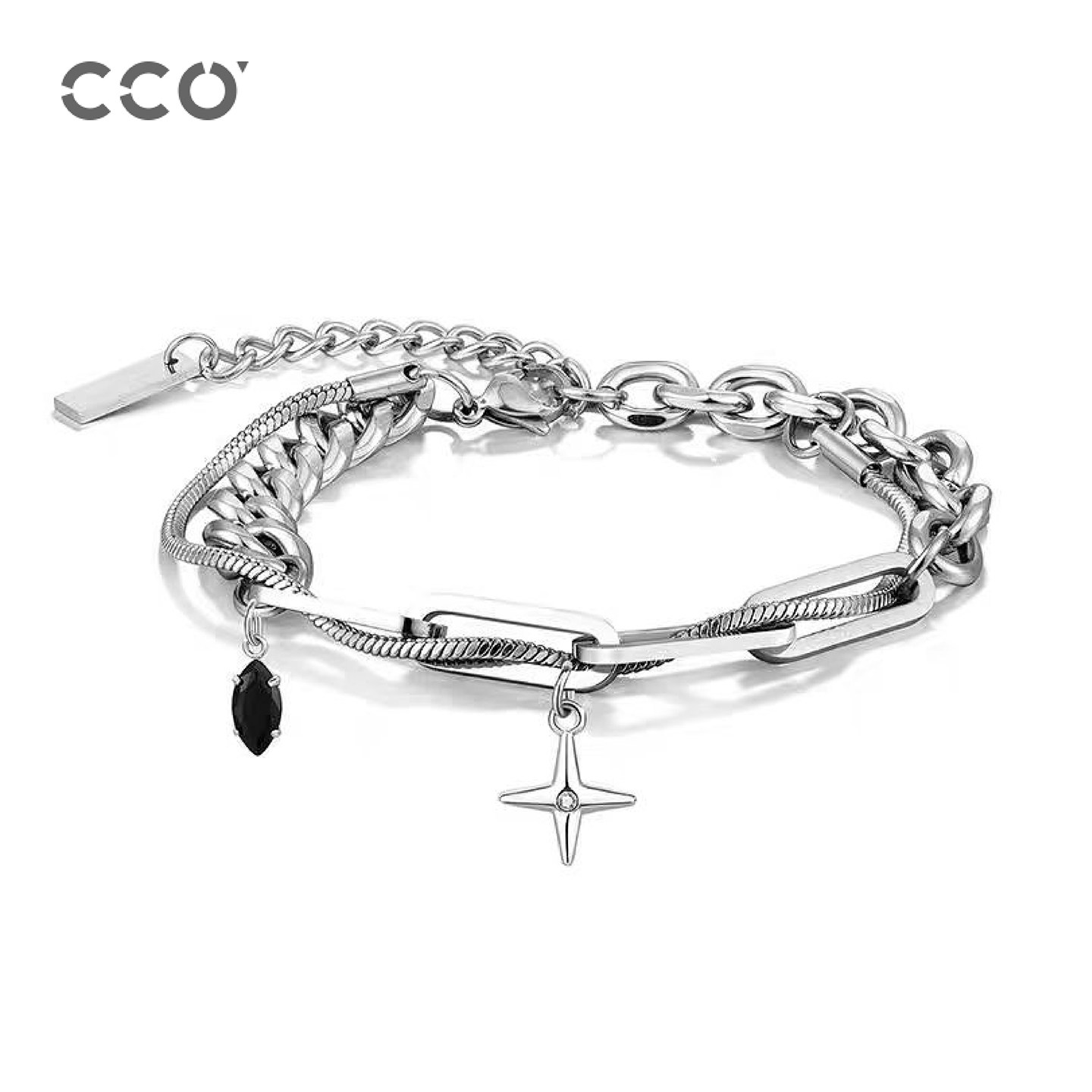 CCO设计感缠绕星芒手链男女同款蛇骨链手饰星星吊坠手链男友礼物