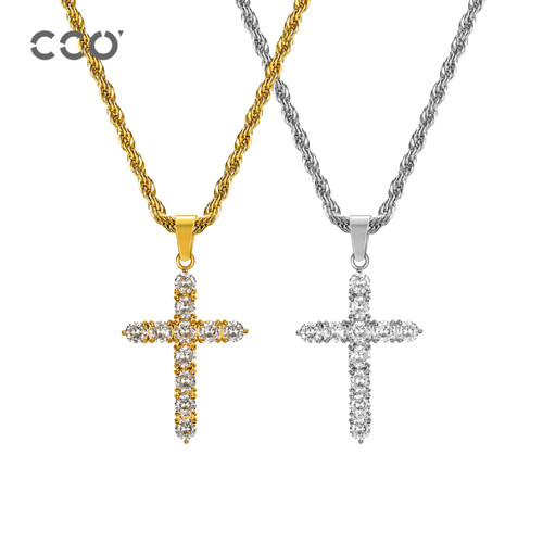 CCO麻花链条男生十字架项链