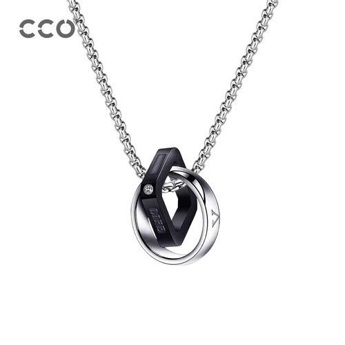 CCO潮牌LOVE双环吊坠项链