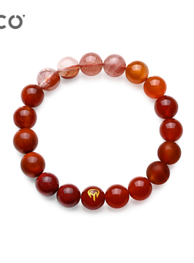 CCO五福多宝手串玛瑙串珠手链男女款渐变红色火属手饰送女友礼物