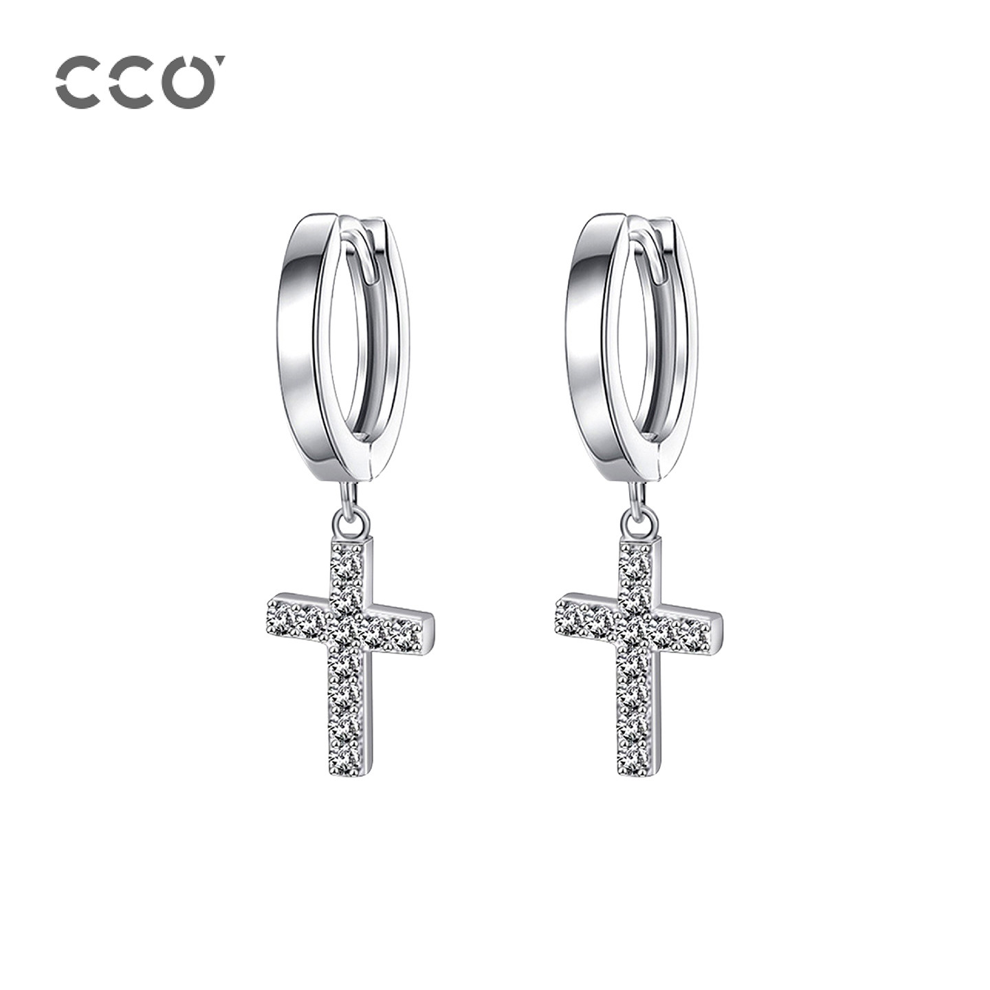 CCO925银莫桑钻耳钉简约十字架耳环耳圈男女同款潮流饰品小众礼物,饰品/流行首饰/时尚饰品新,耳环,淘宝优惠券,粉丝福利购,淘宝优惠卷