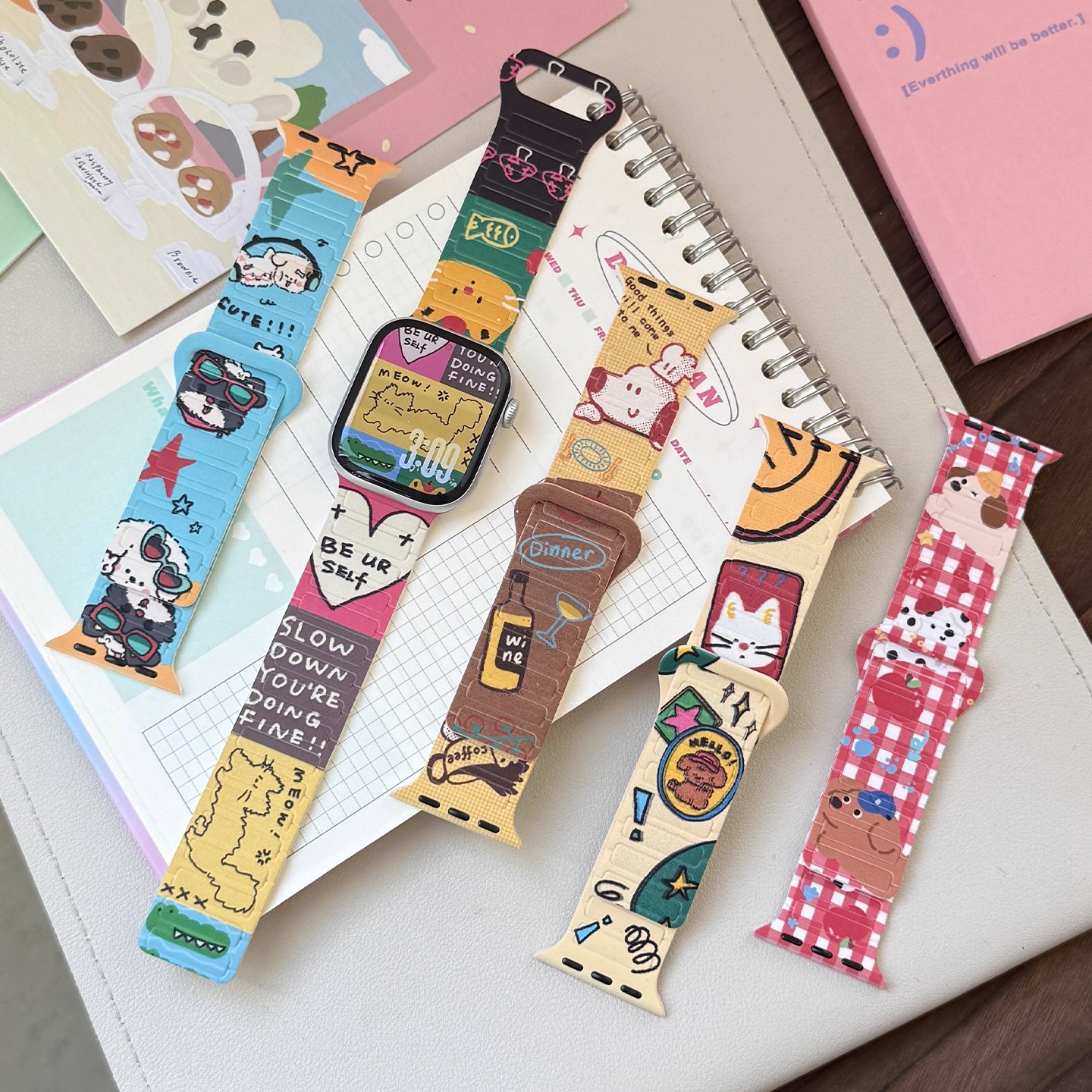 适用苹果可爱卡通手表表带