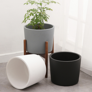 北欧陶瓷花盆创意黑色个性 家居客厅室内户外卧室落地哑光大号红陶