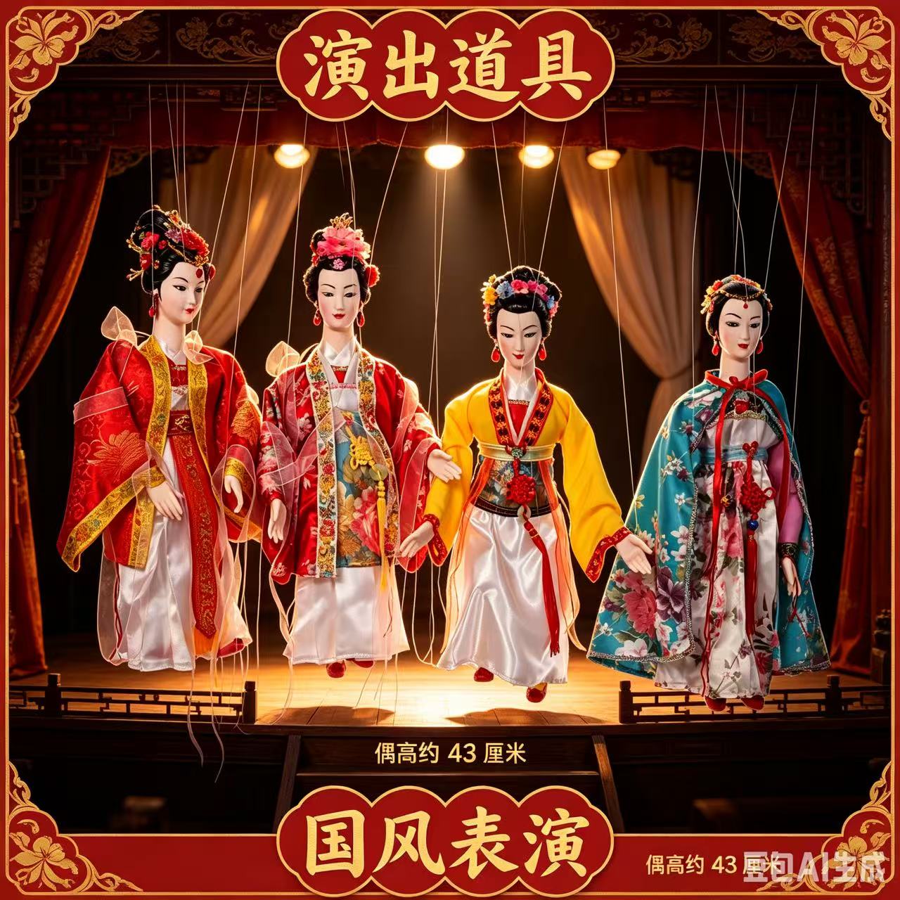 提线木偶四大美女儿童木偶玩具福木偶