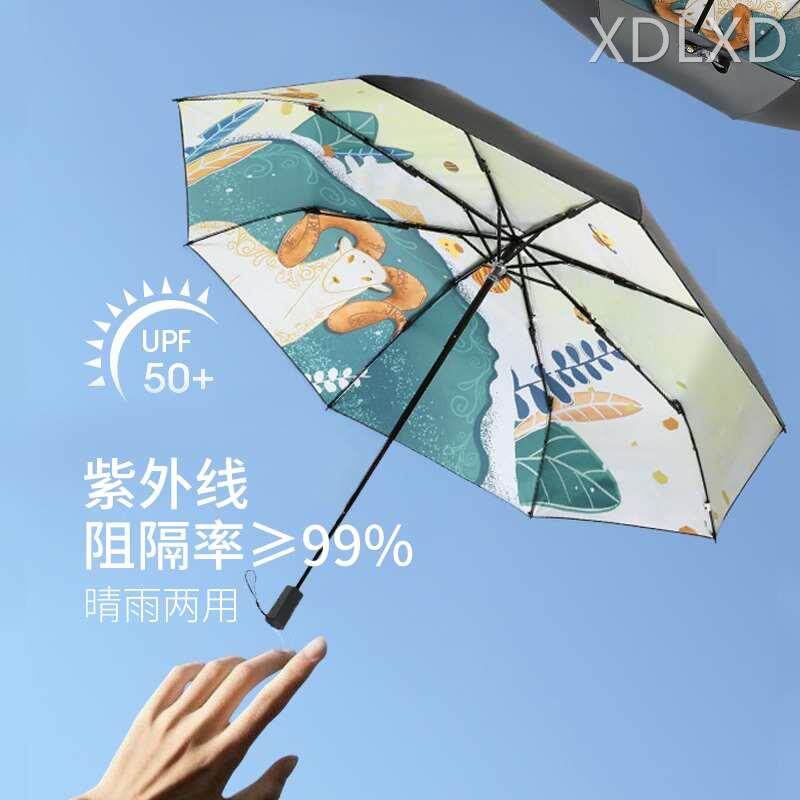 红叶遮阳太阳伞女生晴雨两用手动雨伞高颜值2023新款防晒防紫外线