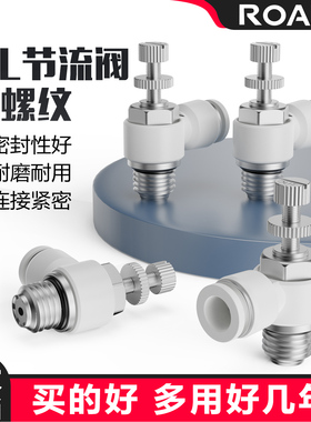 气管白色帽G螺纹调速节流阀SL8-02带密封圈4 6 10 12-M5 0103 04
