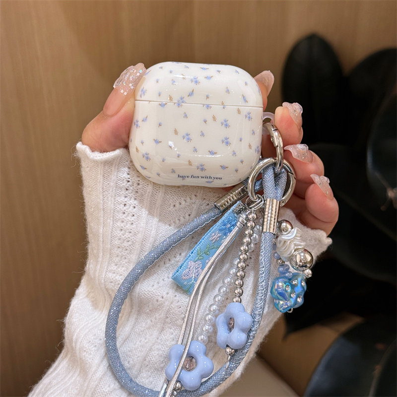ins小碎花适用airpods4无线蓝牙耳机保护套新3代airpodspro2耳机套二代airpods5三代airpodspro3女软手提绳