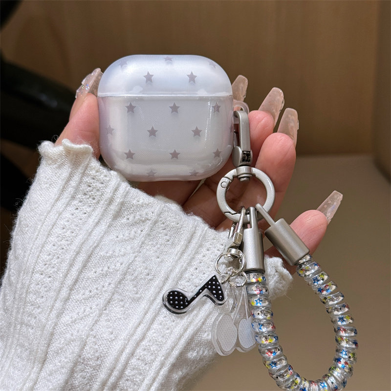 简约透明星星适用苹果airpods4代耳机保护套Airpods5新3代pro2/AirpodsPro3耳机壳无线蓝牙二代三代女