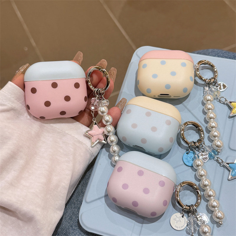 磨砂马卡龙色波点适用airpods4代无线蓝牙耳机保护套新3代airpodspro2耳机套二代三代适用苹果airpodspro3女
