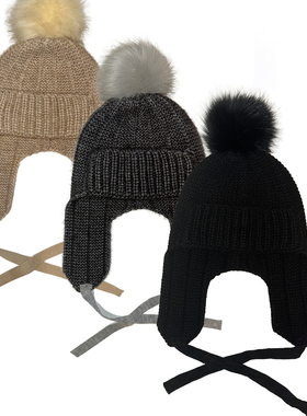 black imagine6｜时髦经典百搭保暖毛球护耳帽