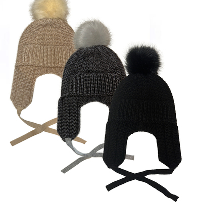 black imagine6｜时髦经典百搭保暖毛球护耳帽