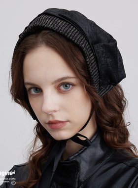 black imagine6 沈月同款暗黑褶皱拼接做旧感造型发带头巾帽兜帽