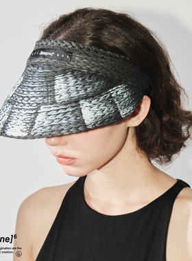 imagine6 | 艺术家手绘涂鸦笔触草编织空顶帽遮阳暗黑风防晒黑色