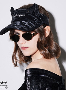 black imagine6｜猫咪胶囊系列猫耳朵肌理空顶帽黑色女遮阳度假