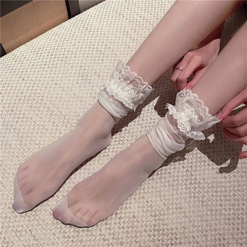 蕾丝花边蝴蝶结小腿袜子女夏白色甜美jk少女及膝中筒袜堆堆lolita,女士内衣/男士内衣/家居服,连裤袜/打底袜,淘宝优惠券,粉丝福利购,淘宝优惠卷