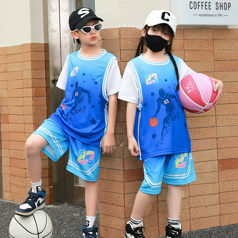 新款夏季儿童篮球服男生幼儿园表演服女孩童装球衣小学生短袖套装