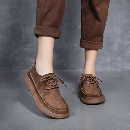 新款厚底单鞋女系带森系复古风