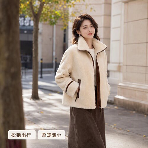2026秋冬新法式复古撞色包边外套