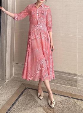 现货速发商场同款2025春新品衬衣式印花连衣裙A1FBW61750