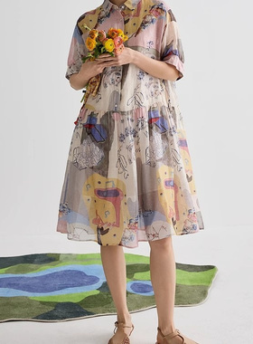 现货速发商场同款2025夏季新品复古假丝麻H型中长裙252ML0553