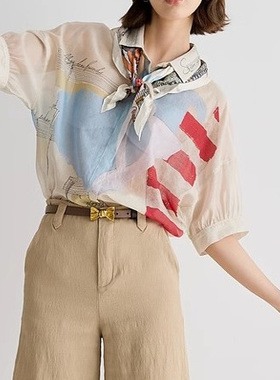 现货速发商场同款2025夏季新复古风通勤宽松H型中长衬衣252MC0557