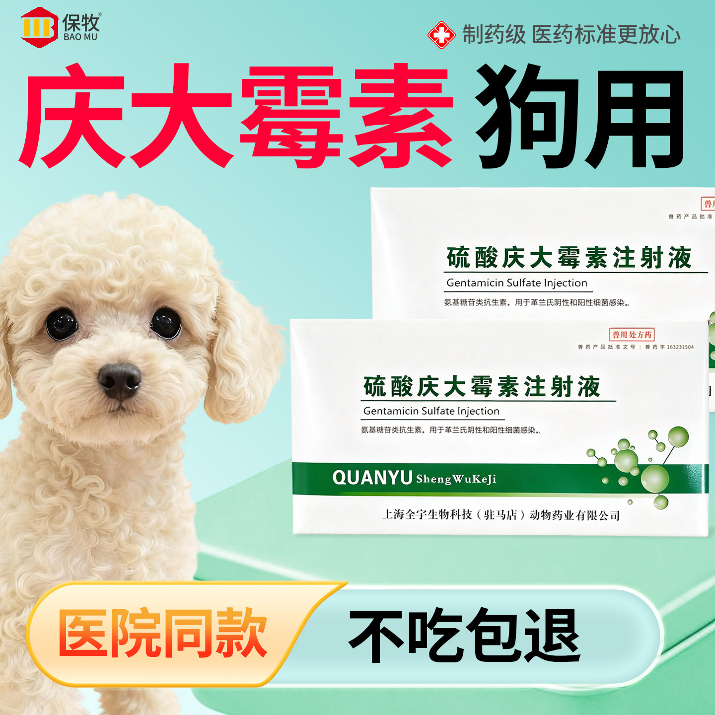 庆大霉素狗用鸡鱼用兽用硫酸庆大霉素注射液肺炎肠炎拉稀药消炎药