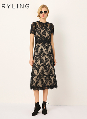 MARYLING玛俪琳2025初夏新品重工蕾丝雕花A字半身裙A1FCW72680