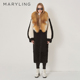 毛领皮毛一体长款 挂脖式 外套A1DHW9S010 新品 MARYLING玛俪琳冬季