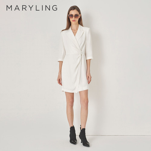 MARYLING白色通勤西装裙
