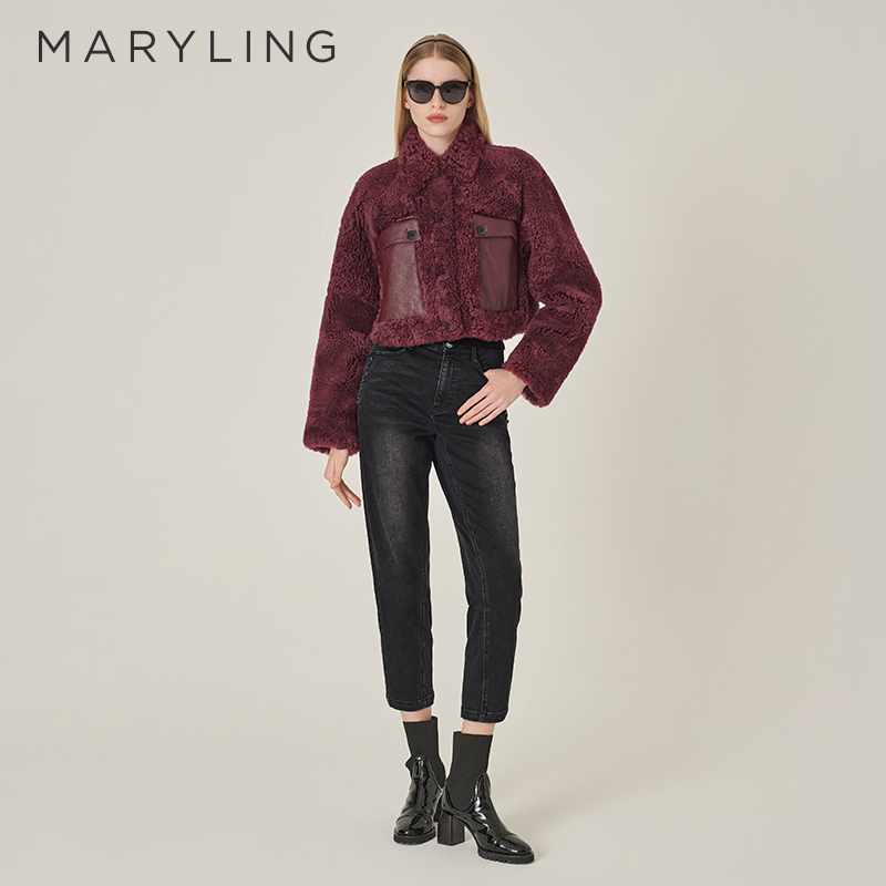 MARYLING黑色九分哈伦牛仔裤