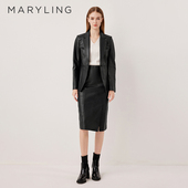 MARYLING玛俪琳2025秋季 平驳领羊皮复古皮衣外套A1FGW99020 新品