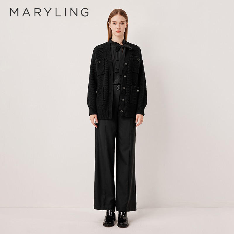 MARYLING宽松中长款针织开衫