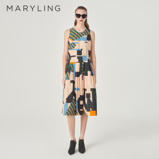 无袖 新品 MARYLING玛俪琳24春季 背心连衣裙A1EBW64190 舞动字迹