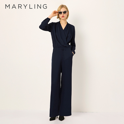 MARYLING交叉V领兜摆上衣