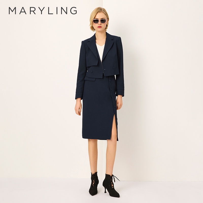 MARYLING不对称开衩包臀裙