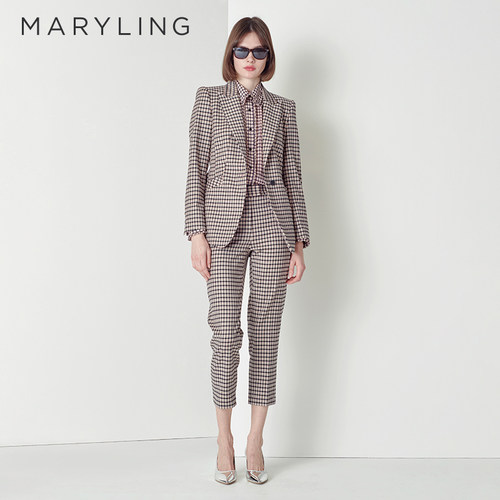 MARYLING千鸟格九分西装裤