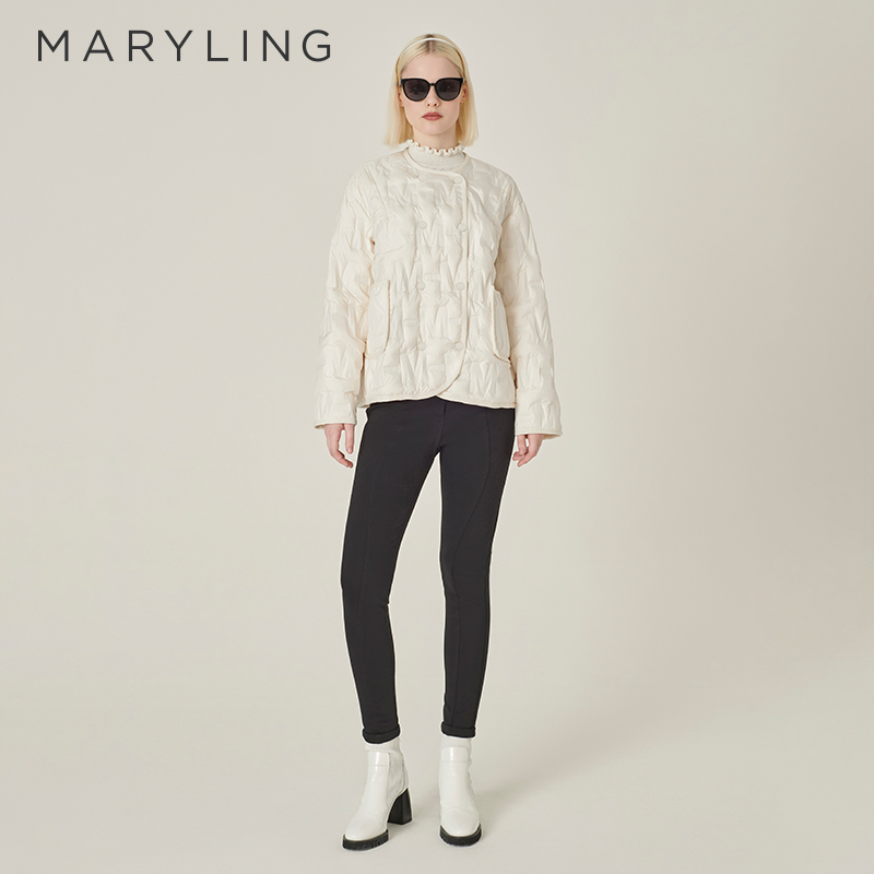 MARYLING米白色圆领羽绒服