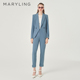 裤 MARYLING玛俪琳春季 饰西装 雾蓝色翻边装 A1EBW51120 新品
