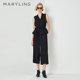 MARYLING玛俪琳初夏新品 收腰上衣A1DCW28190 黑色V领无袖