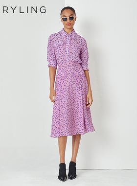 MARYLING玛俪琳春秋粉色木耳边中袖减龄真丝衬衣A1DBW20100