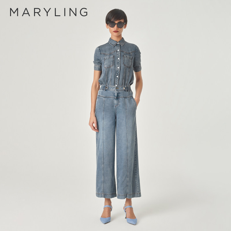 MARYLING玛俪琳阔腿牛仔裤图片