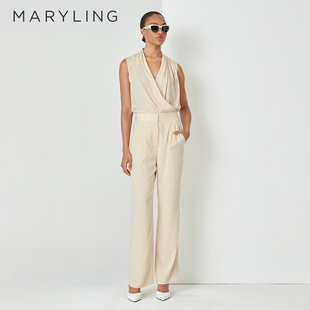 上衣A1DDW28200 奶油黄交叉V领兜摆无袖 MARYLING玛俪琳夏季 新品